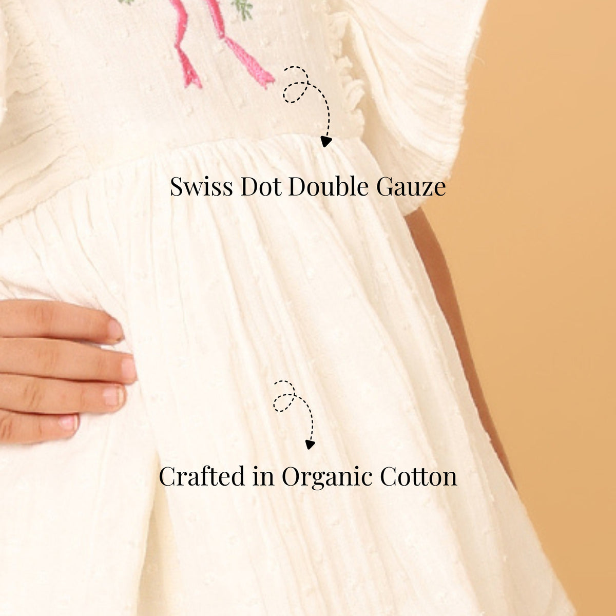 White Swiss Dot Organic Cotton Birthday Dress for Girls