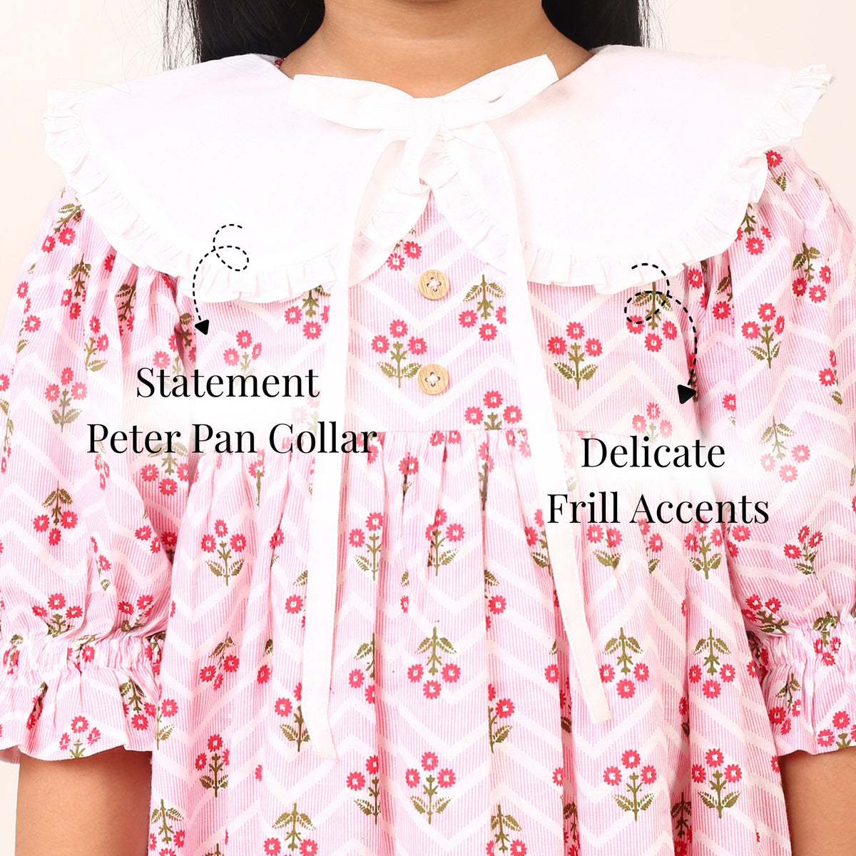 Pink Elegance – Floral Cotton Dress for Girls