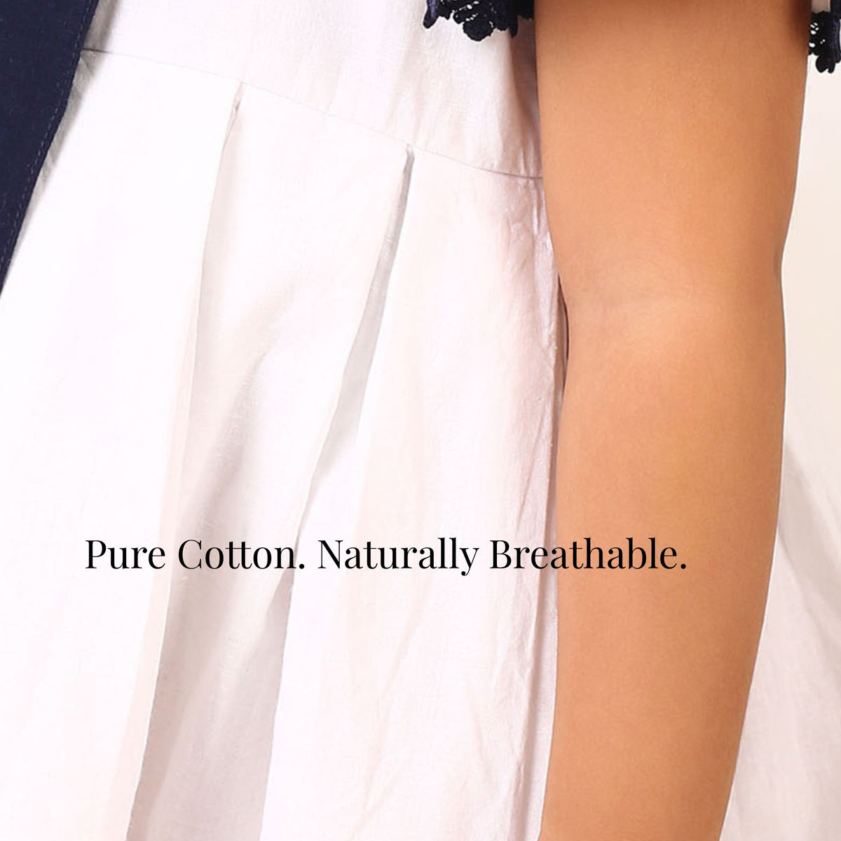 Pure cotton white dress fabric for girls breathable summer dress