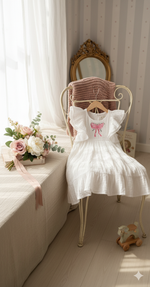 White Swiss Dot Organic Cotton Birthday Dress for Girls