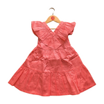 100% Cotton Pink Tier Frill Neck Dress