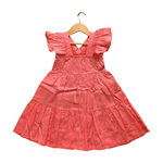 100% Cotton Pink Tier Frill Neck Dress
