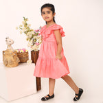 100% Cotton Pink Tier Frill Neck Dress