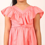 100% Cotton Pink Tier Frill Neck Dress