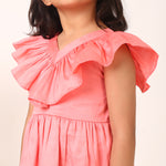 100% Cotton Pink Tier Frill Neck Dress
