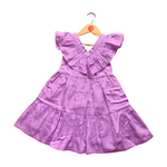 100% Cotton Purple Tier Frill Neck Dress