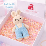 Handmade Crochet Bunny with Dungarees – Powder Blue