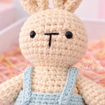Handmade Crochet Bunny with Dungarees – Powder Blue