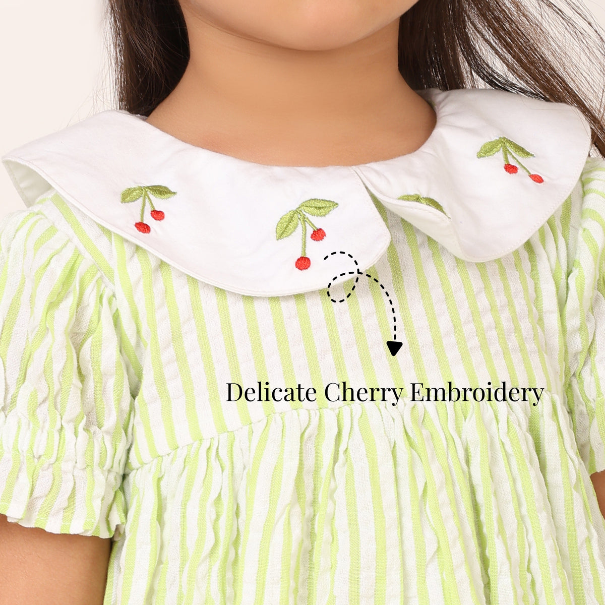 Cherry Meadow Seersucker Cotton Dress