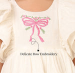 White Swiss Dot Organic Cotton Birthday Dress for Girls