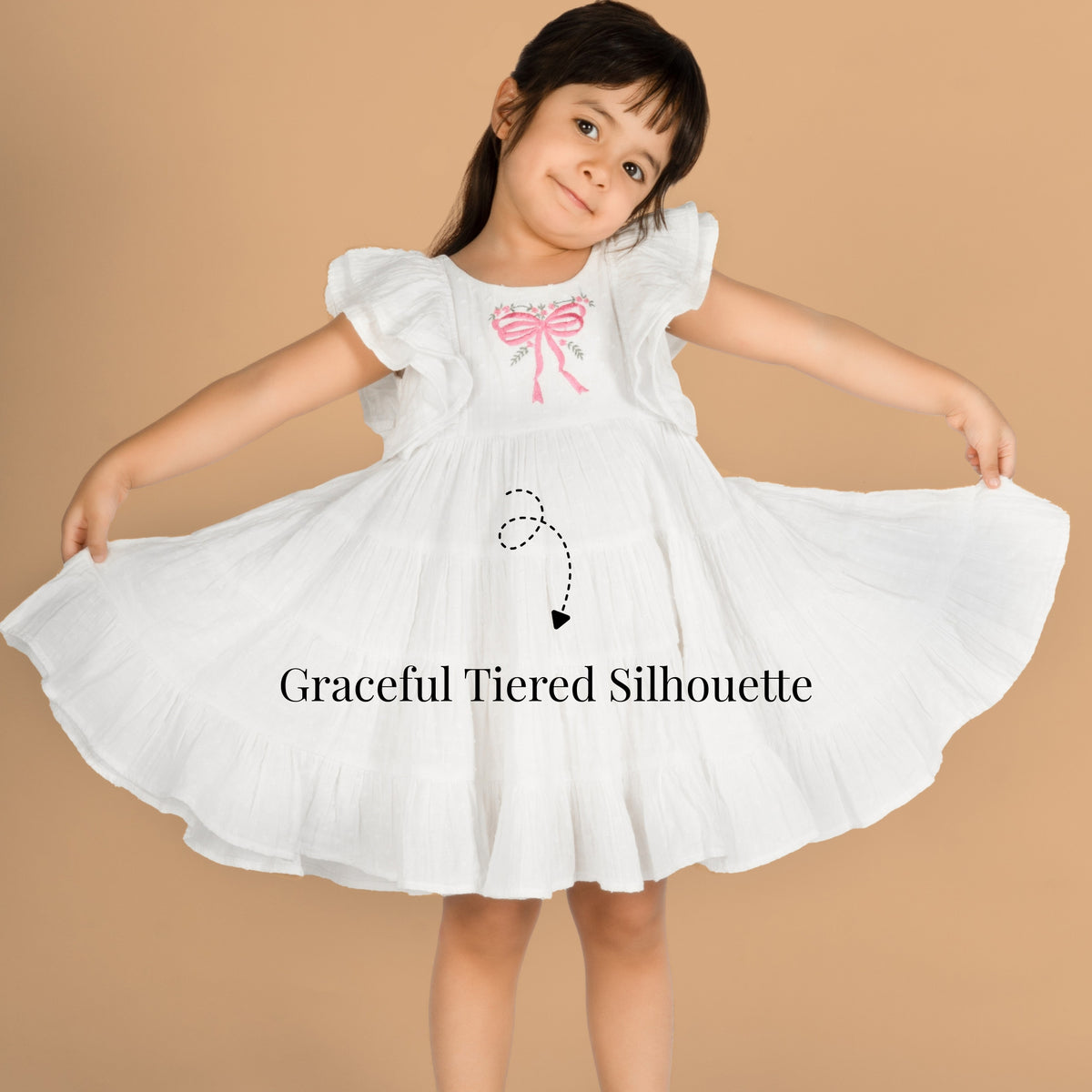 White Swiss Dot Organic Cotton Birthday Dress for Girls