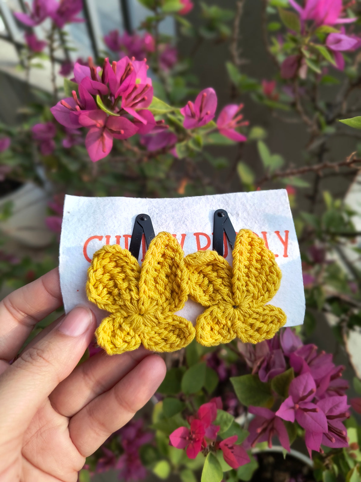 Tiny Butterfly Tic Tac Crochet Clip - Yellow