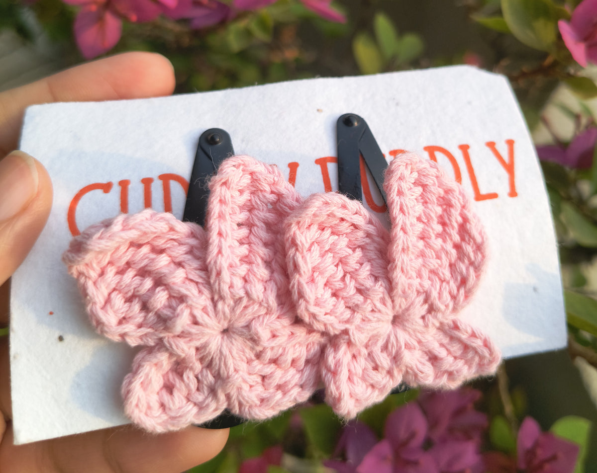 Tiny Butterfly Tic Tac Crochet Clip - Pink
