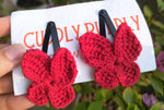 Tiny Butterfly Tic Tac Crochet Clip - Red