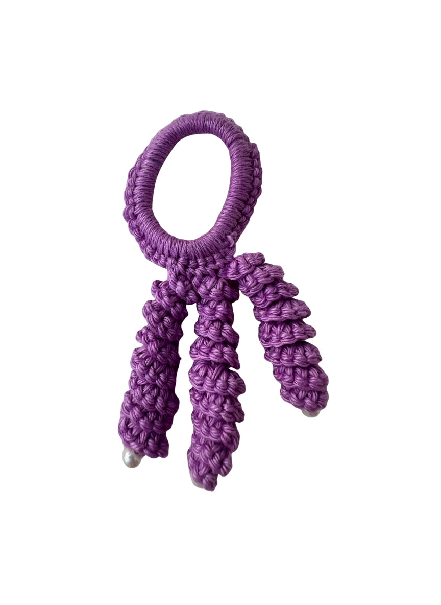 Crochet Hair Bands with Hanging Curls - Purple