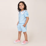 Powder Blue Cotton Linen Coord set for girls