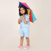 Powder Blue Cotton Linen Coord set for girls