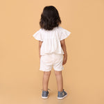 White Pure Cotton Schiffli Coord set for girls