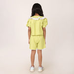 Neon Green Cotton Linen Coord set for girls
