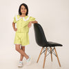 Neon Green Cotton Linen Coord set for girls