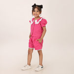 Dark Pink Cotton Linen Coord set for girls