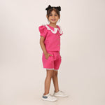 Dark Pink Cotton Linen Coord set for girls