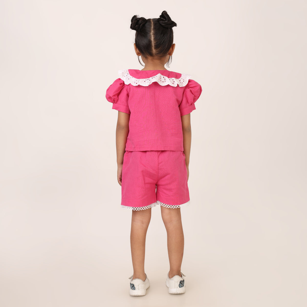 Dark Pink Cotton Linen Coord set for girls