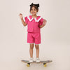 Dark Pink Cotton Linen Coord set for girls