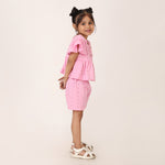 Pink Pure Cotton Schiffli Coord set for girls