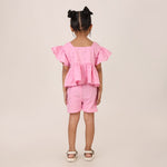 Pink Pure Cotton Schiffli Coord set for girls