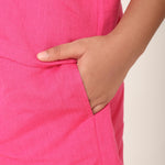 Dark Pink Cotton Linen Coord set for girls