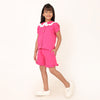 Dark Pink Cotton Linen Coord set for girls