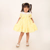 White and Yellow Organic Cotton Striped Dress for Girls