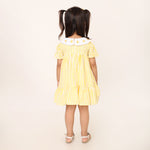 White and Yellow Organic Cotton Striped Dress for Girls