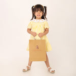 White and Yellow Organic Cotton Striped Dress for Girls
