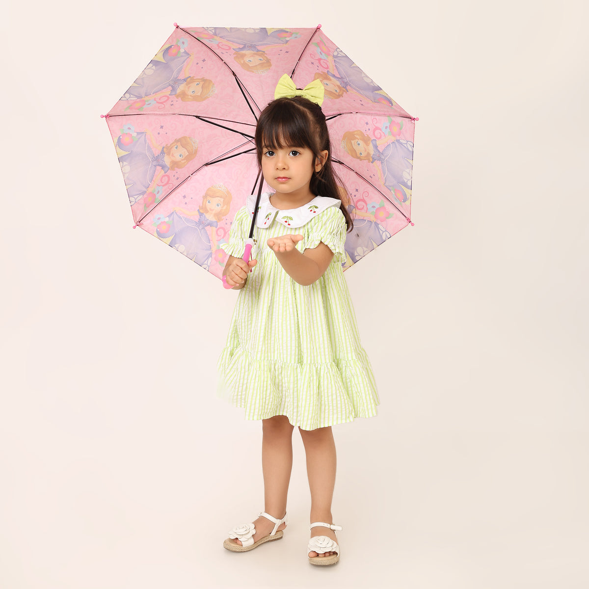 Bright Green Seersucker Striped Dress for Girls