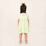 Bright Green Seersucker Striped Dress for Girls
