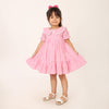 Pink and White Gingham Check Cotton Dress for Girls