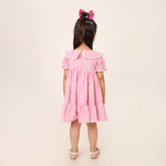 Pink and White Gingham Check Cotton Dress for Girls
