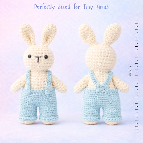 Handmade Crochet Bunny with Dungarees – Powder Blue