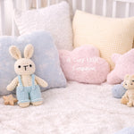 Handmade Crochet Bunny with Dungarees – Powder Blue