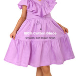 100% Cotton Purple Tier Frill Neck Dress