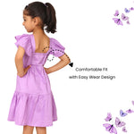 100% Cotton Purple Tier Frill Neck Dress