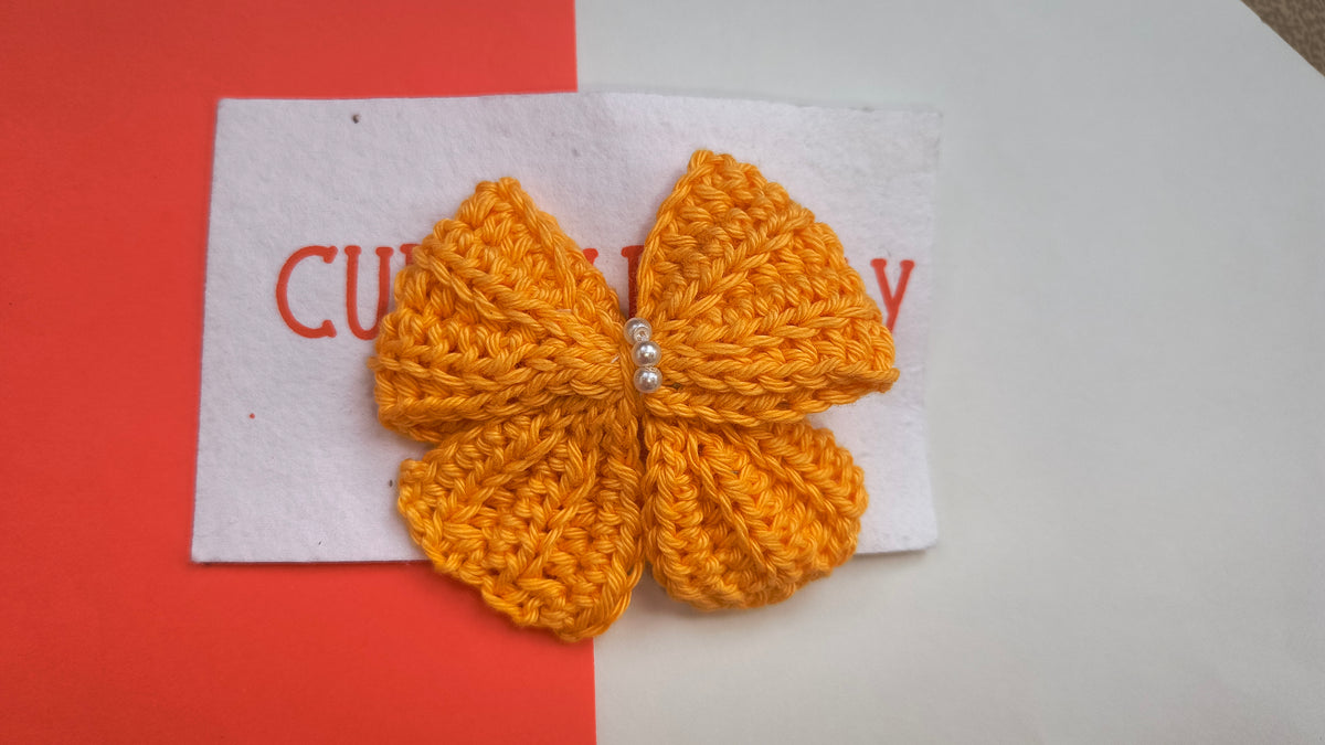 Crochet Cute Bow Alligator Hair Clip - Yellow