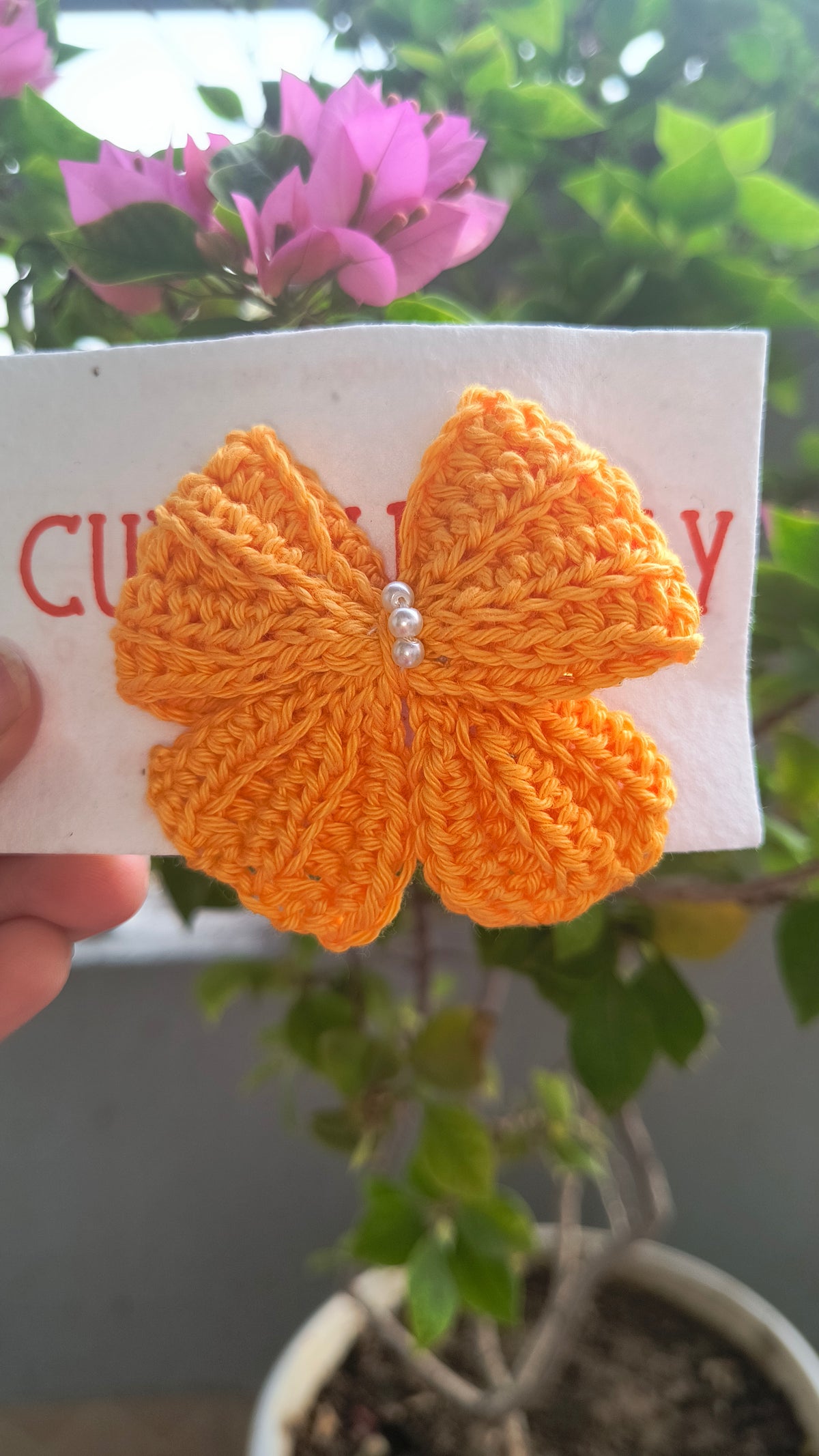 Crochet Cute Bow Alligator Hair Clip - Yellow