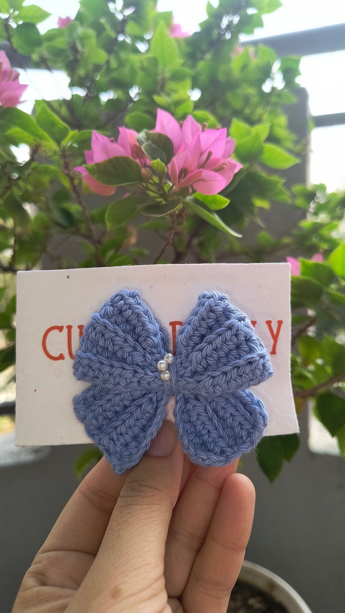 Crochet Cute Bow Alligator Hair Clip - Blue