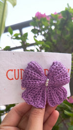 Crochet Cute Bow Alligator Hair Clip - Purple