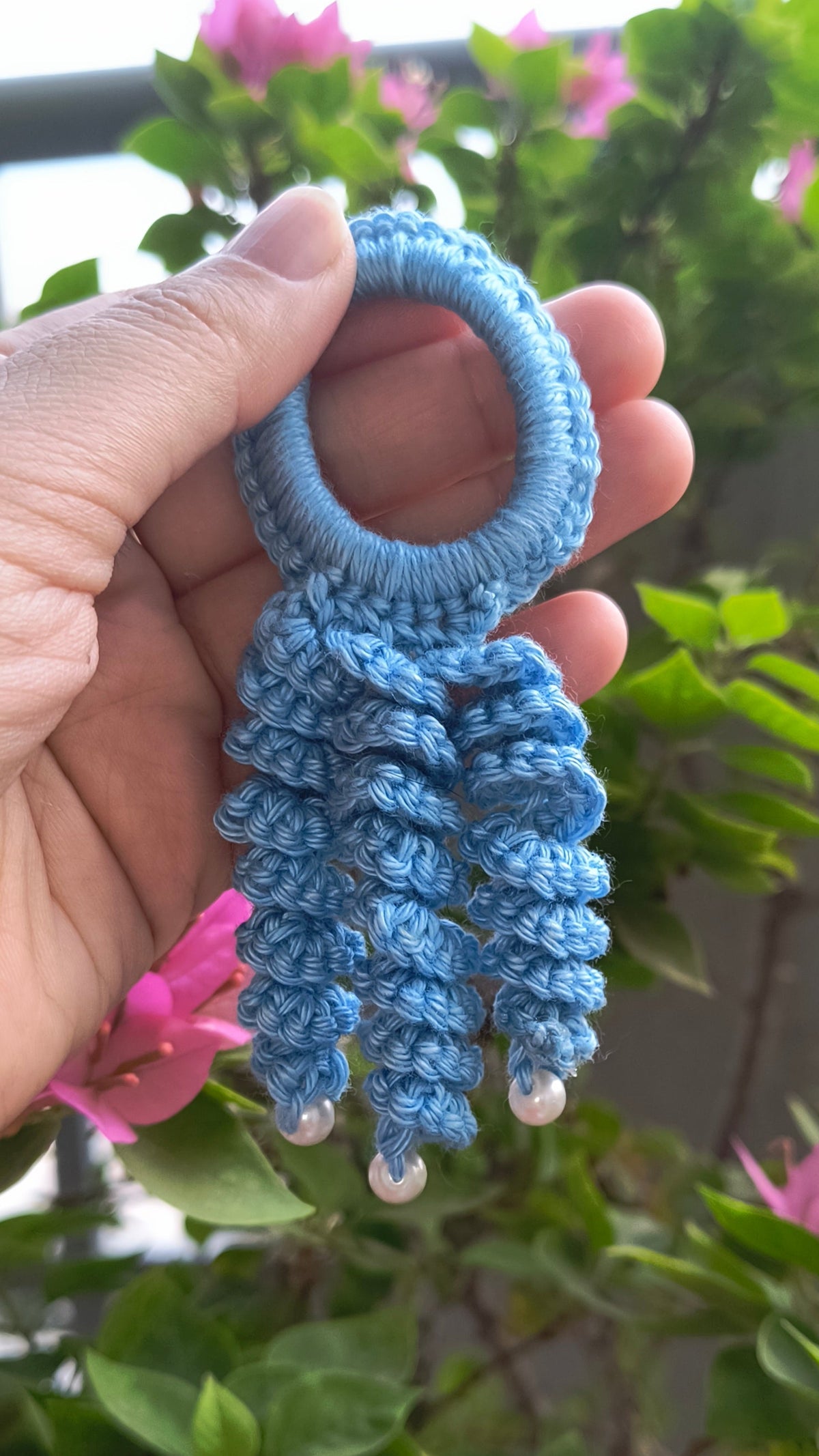 Crochet Hair Bands with Hanging Curls - Blue