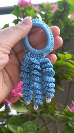 Crochet Hair Bands with Hanging Curls - Blue