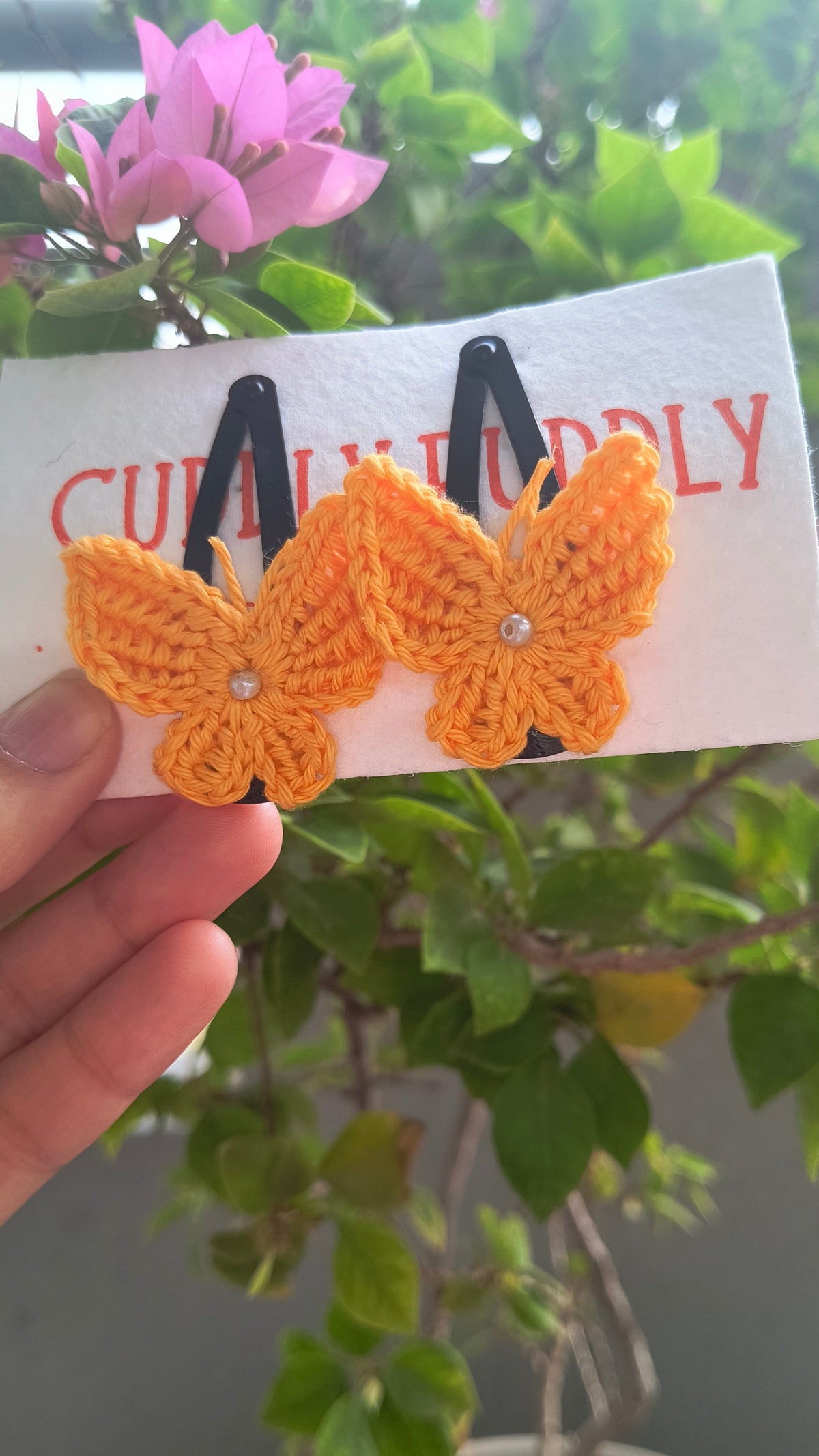 Tiny Butterfly Tic Tac Crochet Clip - Yellow